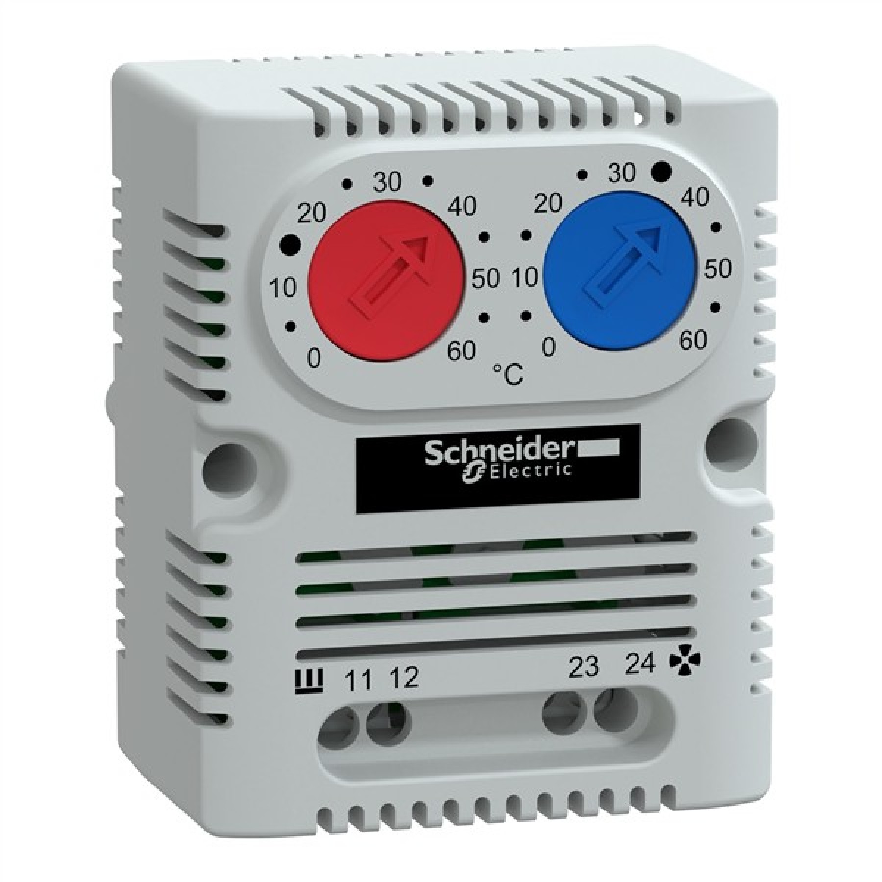 Schneider NSYCCOTHD ClimaSys CC - double thermostat 250V - range of temperature 0-60DegreesC - 1NO 1NC - DegreesC Heating and Cooling