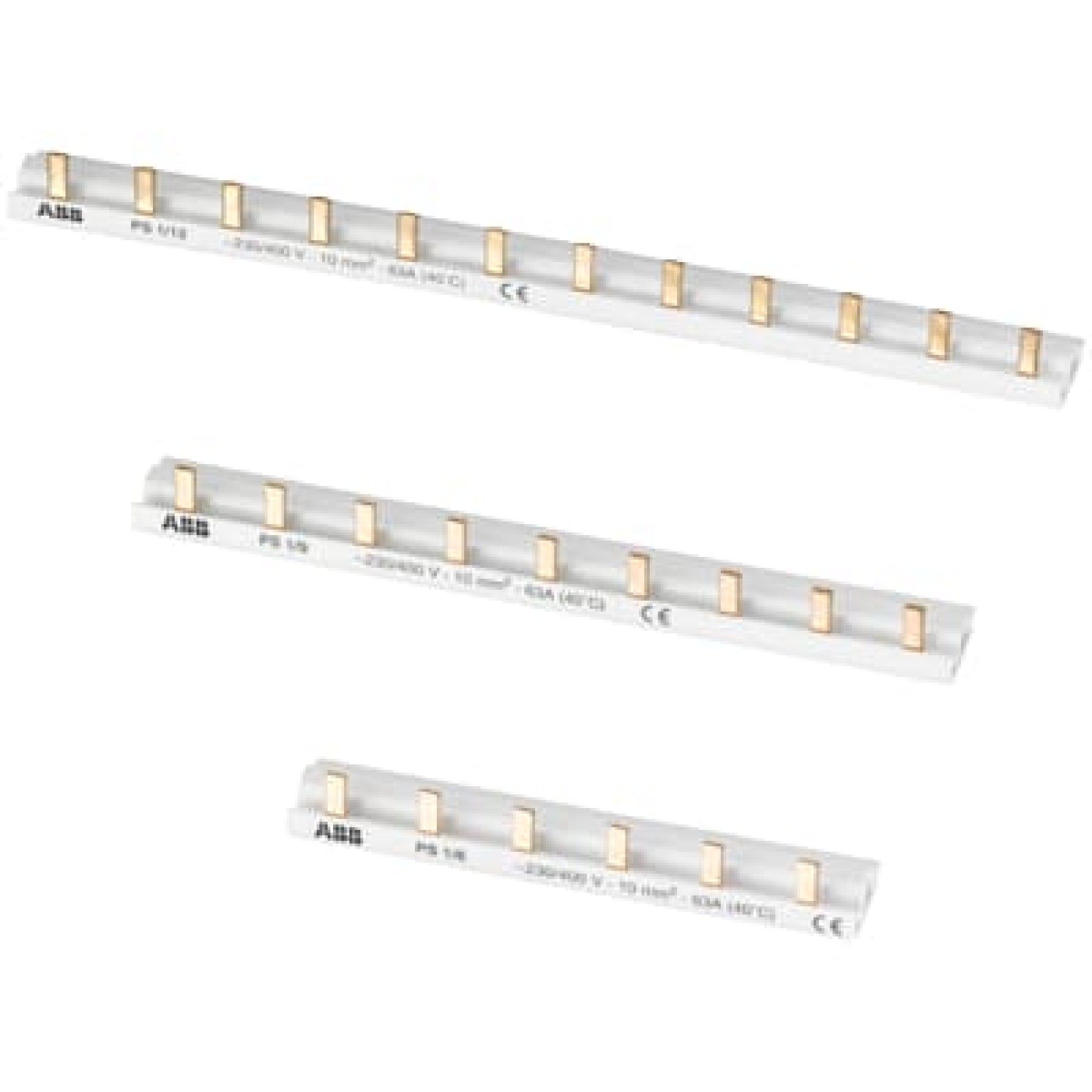 ABB PS1/38/16H Single Phase Busbar FOR 1 Pole Device + Auxiliary Contact 38 Way 16mm cross section 80A