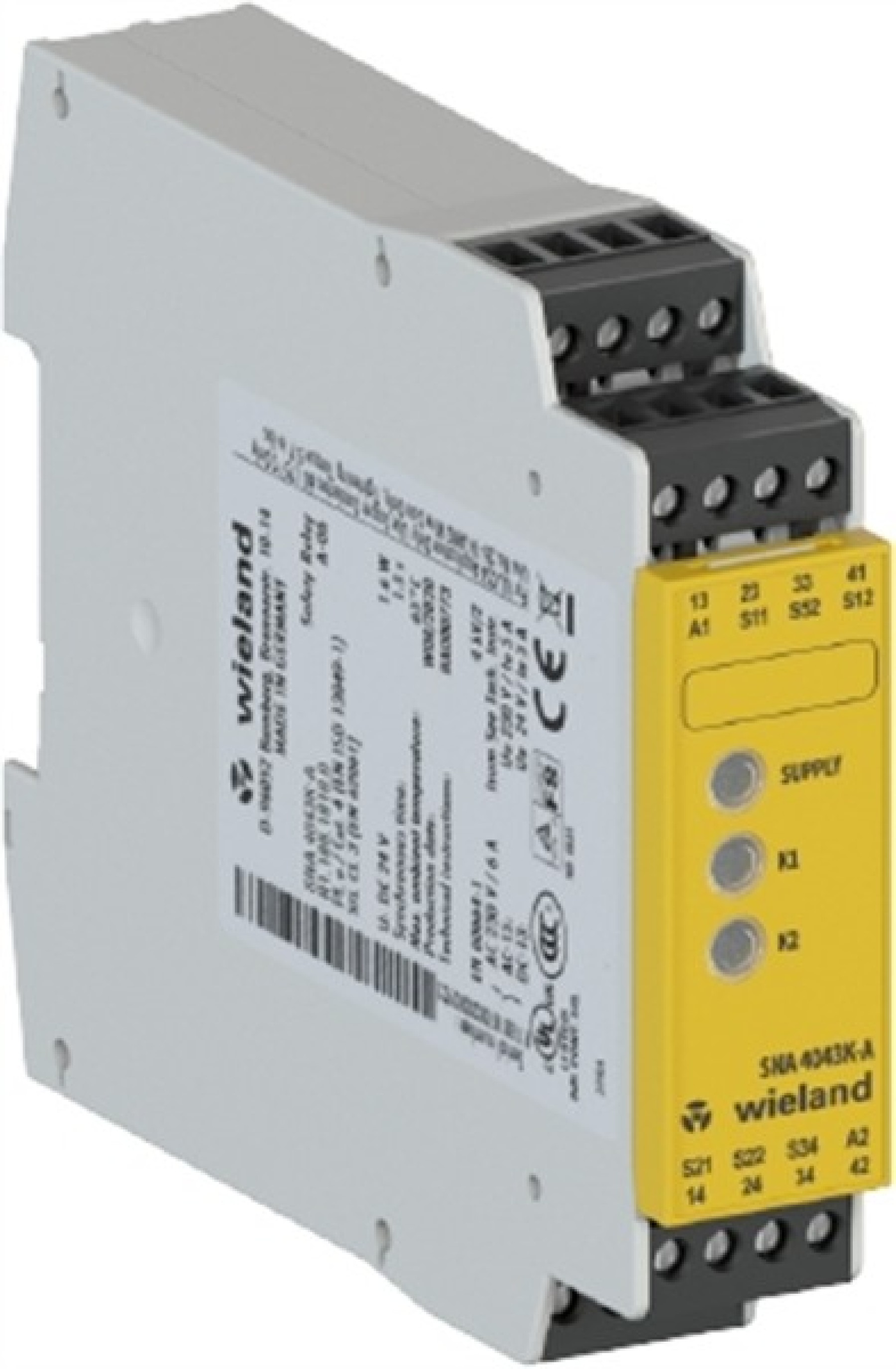 Wieland R1.188.1810.0 safe Relay SNA4043K-A 24VAC/DC 3 N/O & 1 N/C Contacts Auto/Manual Reset