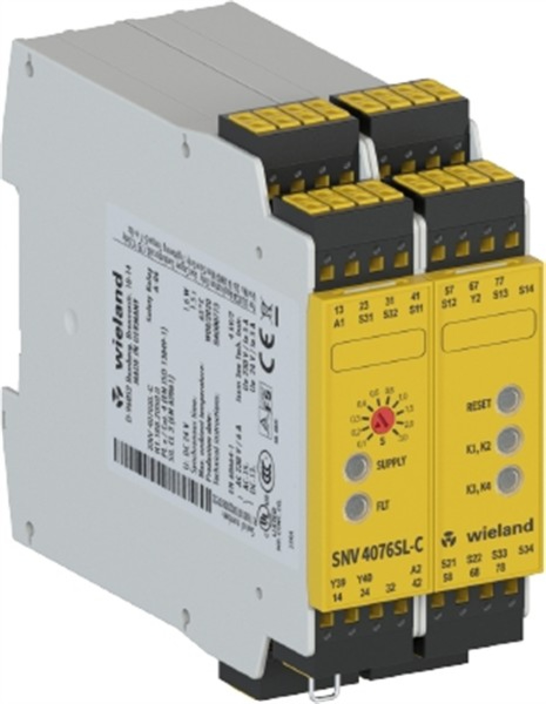 Wieland R1.188.2050.0 Safety Relay SNV4076SL-C 3S; 24VDC with Time Function 3NO / 1NC Immediate and 3 NO Off Delay