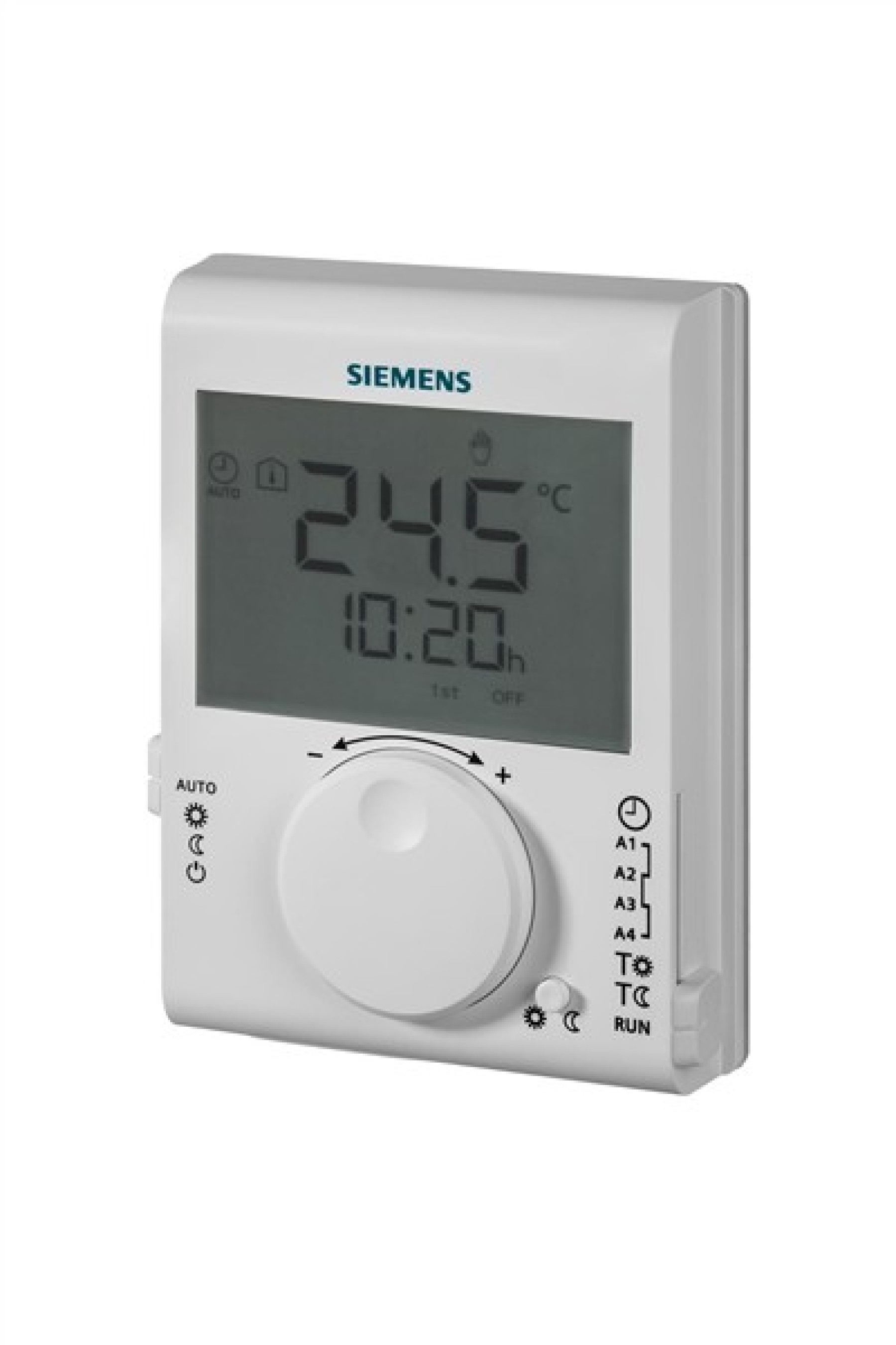 Siemens RDJ100 Programmable Room Tpi Thermostat With Large Lcd Large Set Point Knob And Battery Powered (2 X 1.5V Aa Batteries)