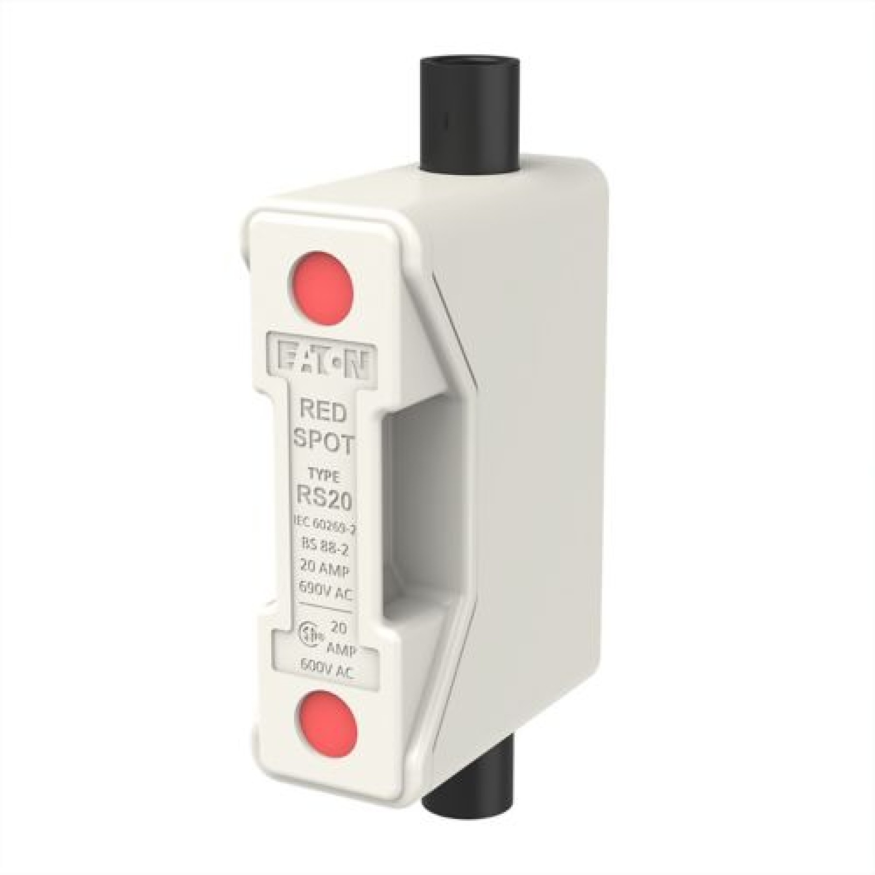 Bussman RS20HWH 402162 20A Red Spot Fuse Holder white front connected