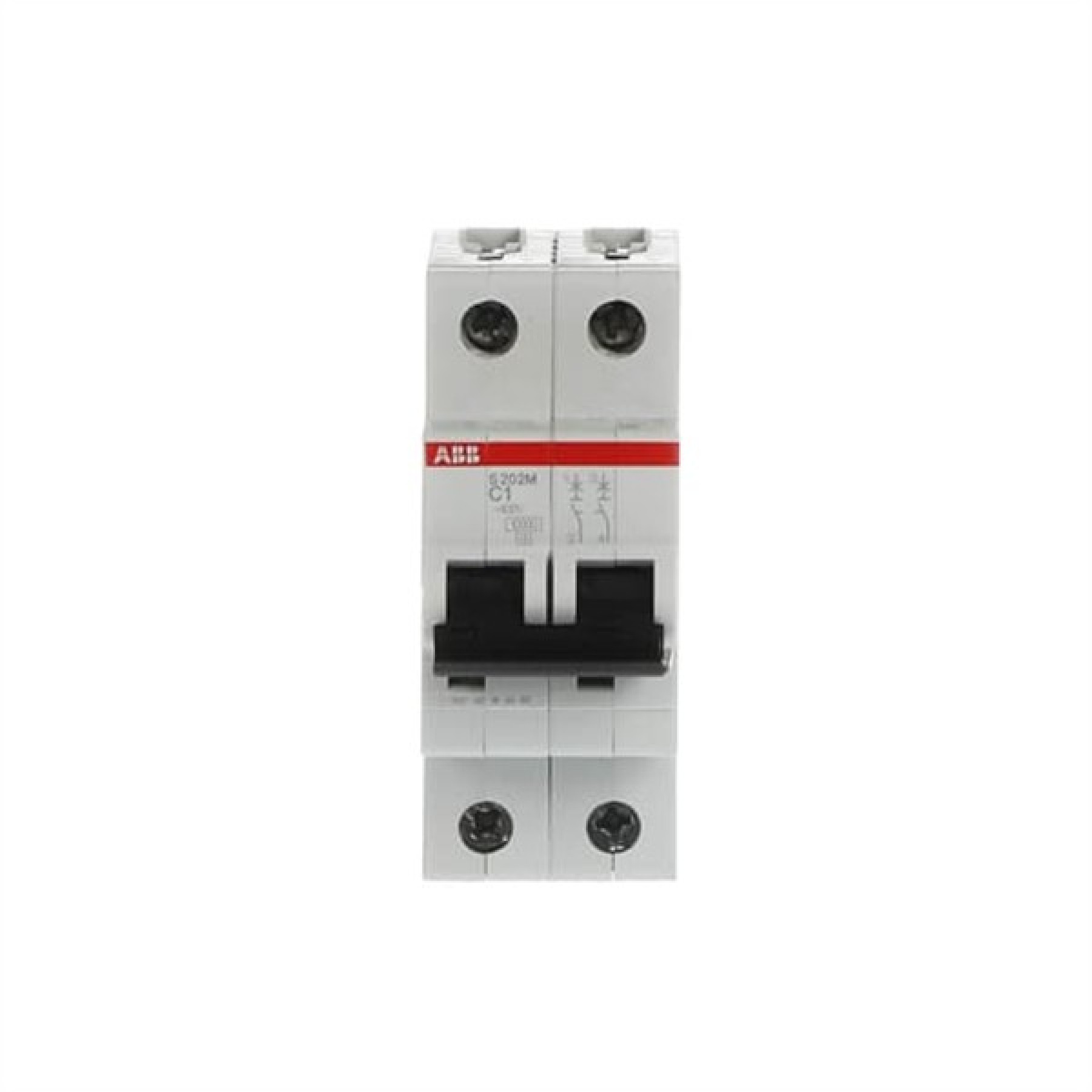 ABB MCB S200M 2 Pole 1A Type C (AC) 10kA