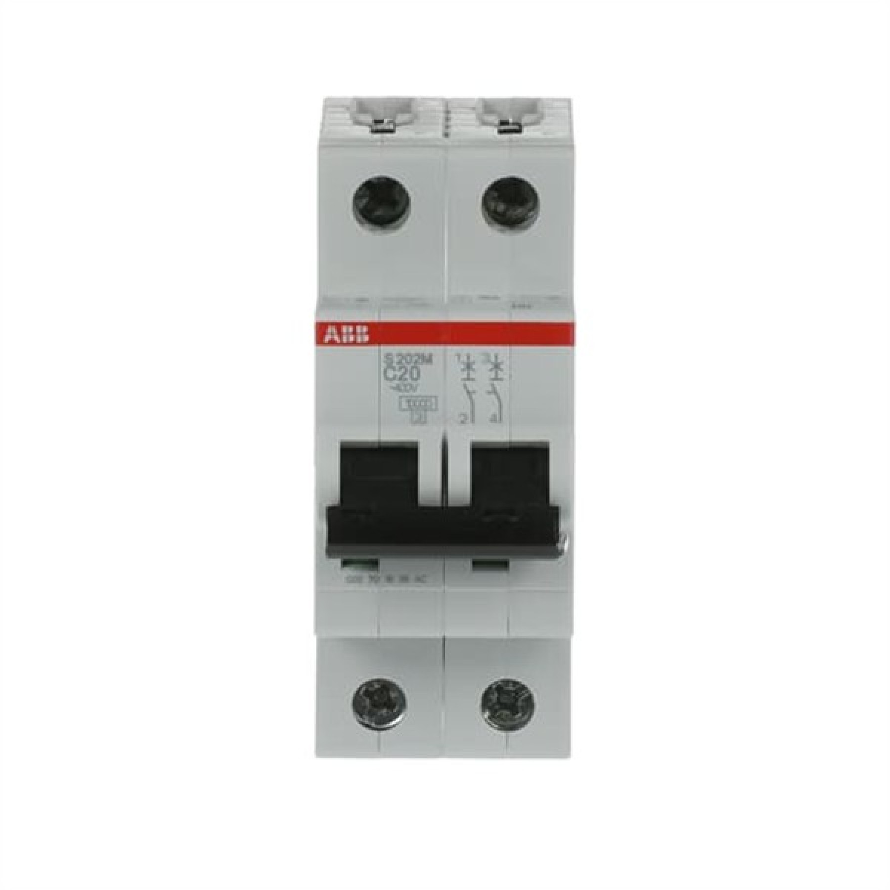 ABB MCB S200M 2 Pole 20A Type C (AC) 10kA