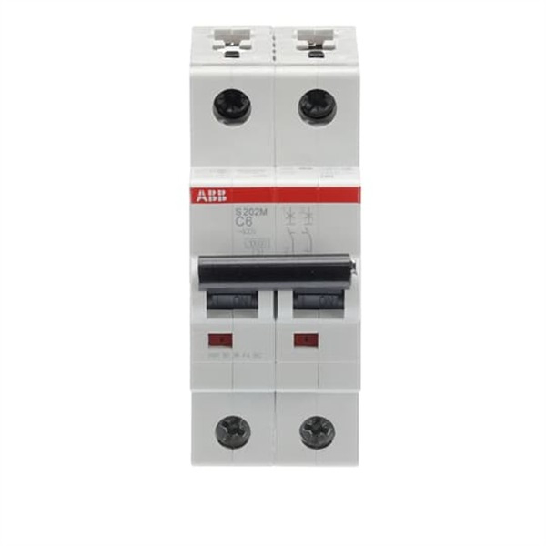 ABB MCB S200M 2 Pole 6A Type C (AC) 10kA