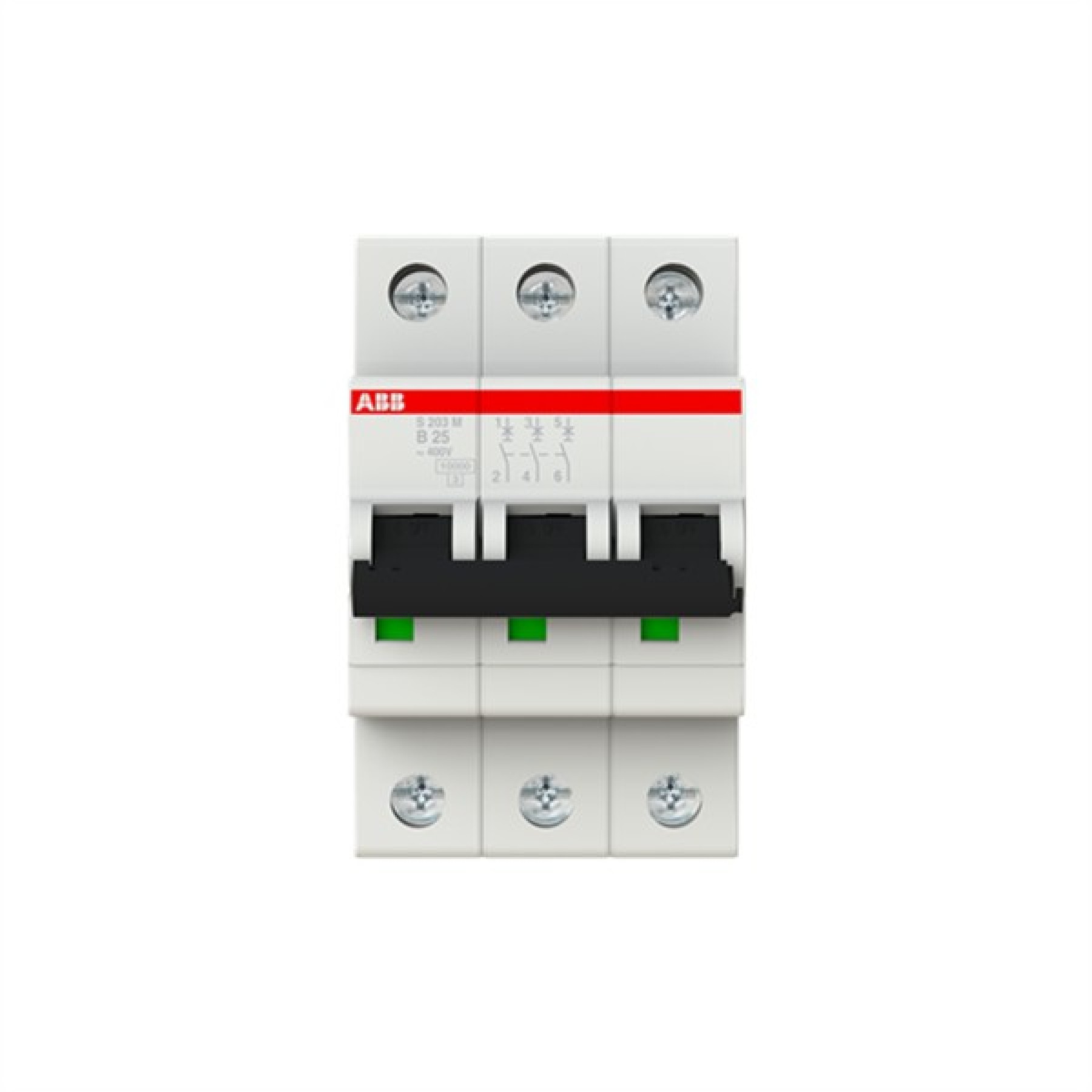 ABB MCB S200M 3 Pole 25A Type B (AC) 10kA