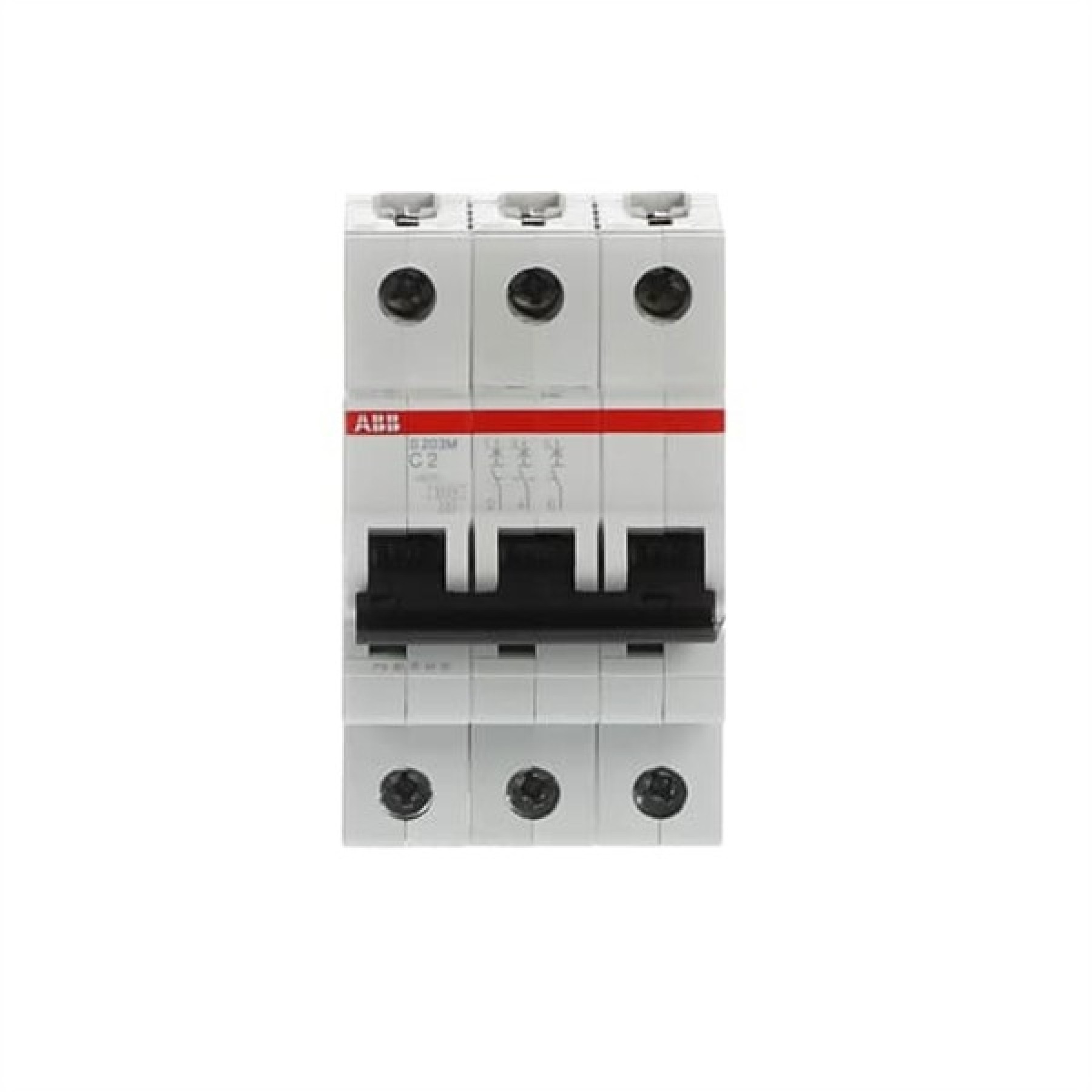 ABB MCB S200M 3 Pole 2A Type C (AC) 10kA