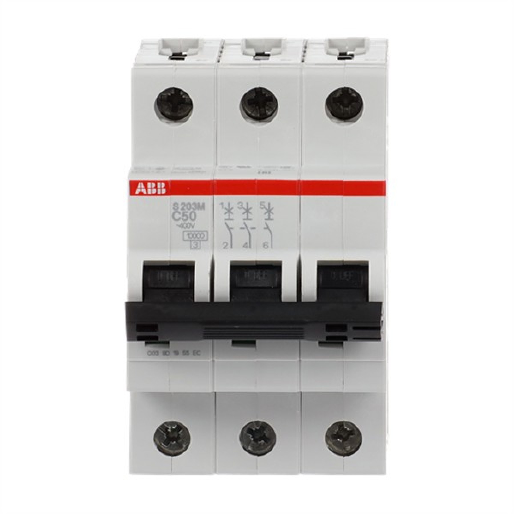ABB MCB S200M 3 Pole 50A Type C (AC) 10kA