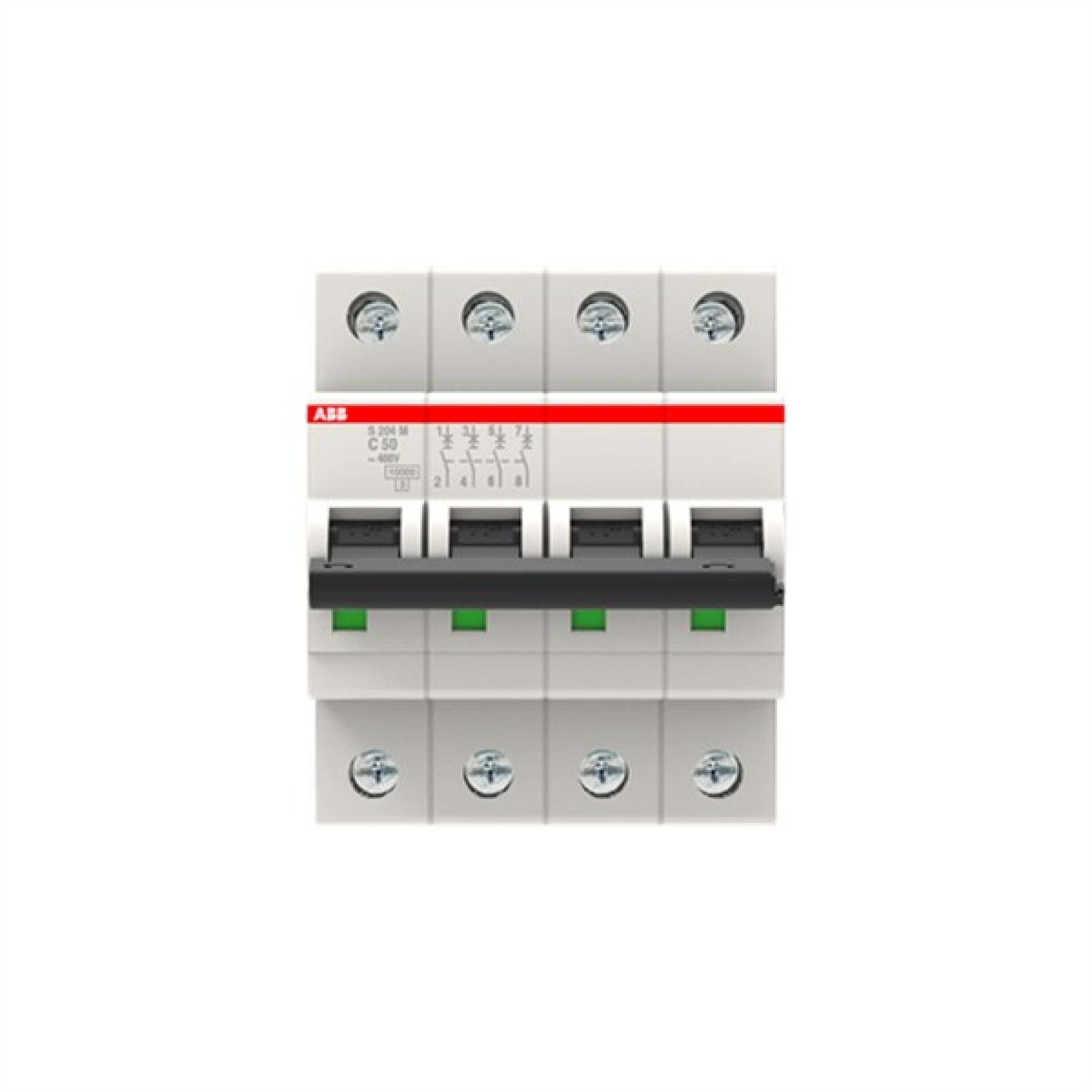 ABB MCB S200M 4 Pole 50A Type C (AC) 10kA