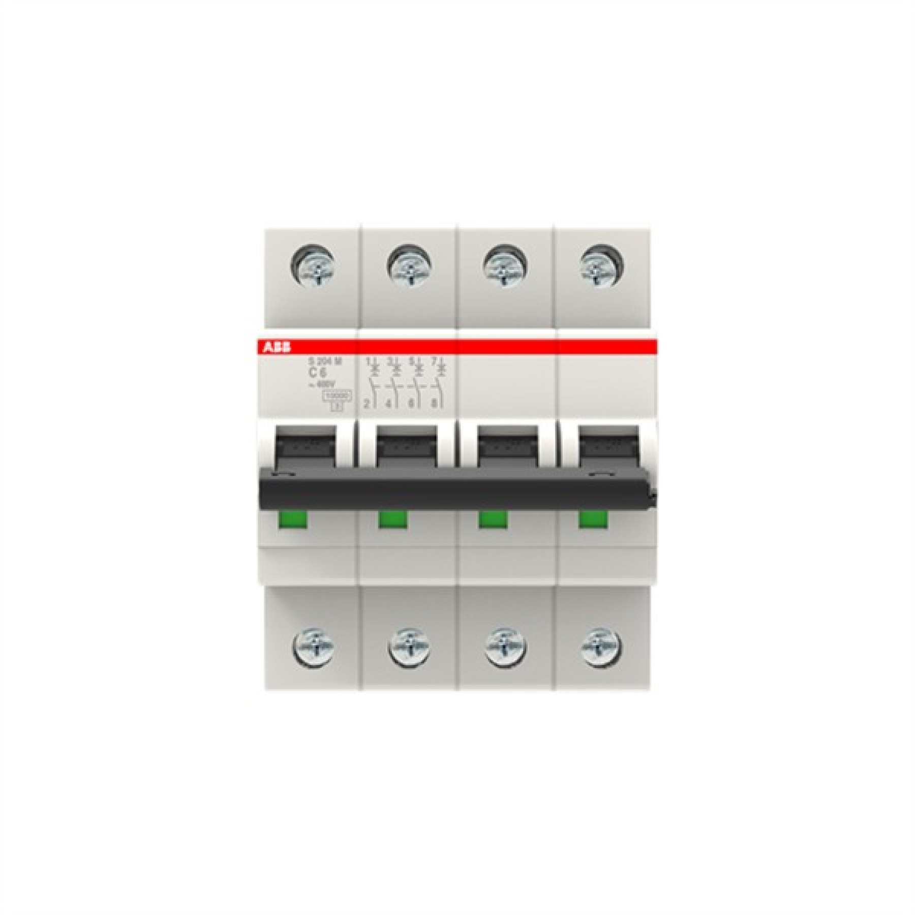 ABB MCB S200M 4 Pole 6A Type C (AC) 10kA