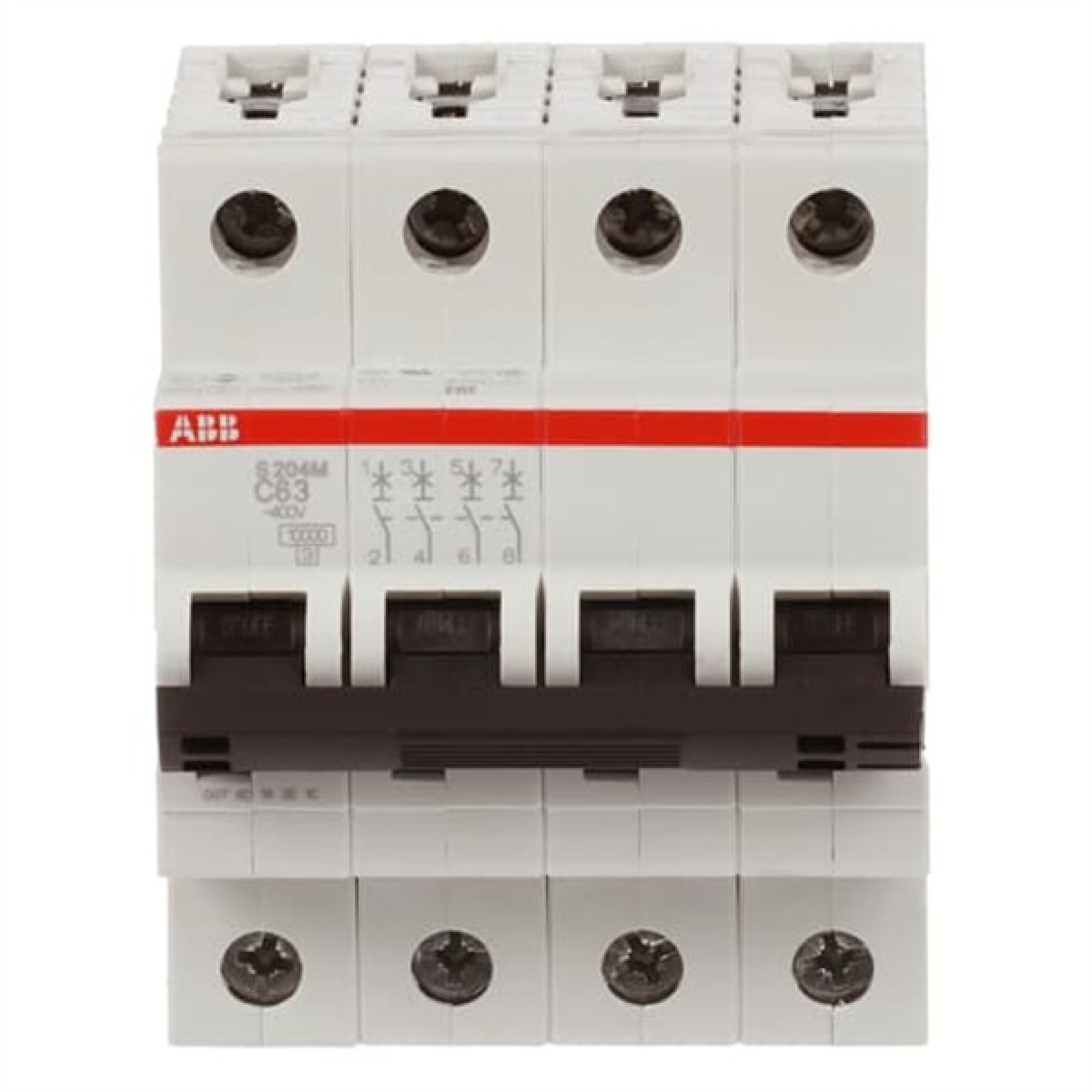 ABB MCB S200M 4 Pole 63A Type C (AC) 10kA