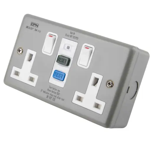 Cudis Twin RCD Metal Clad Socket Switched