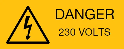 Termination tech DANGER 230V Warning Label (PK=5)