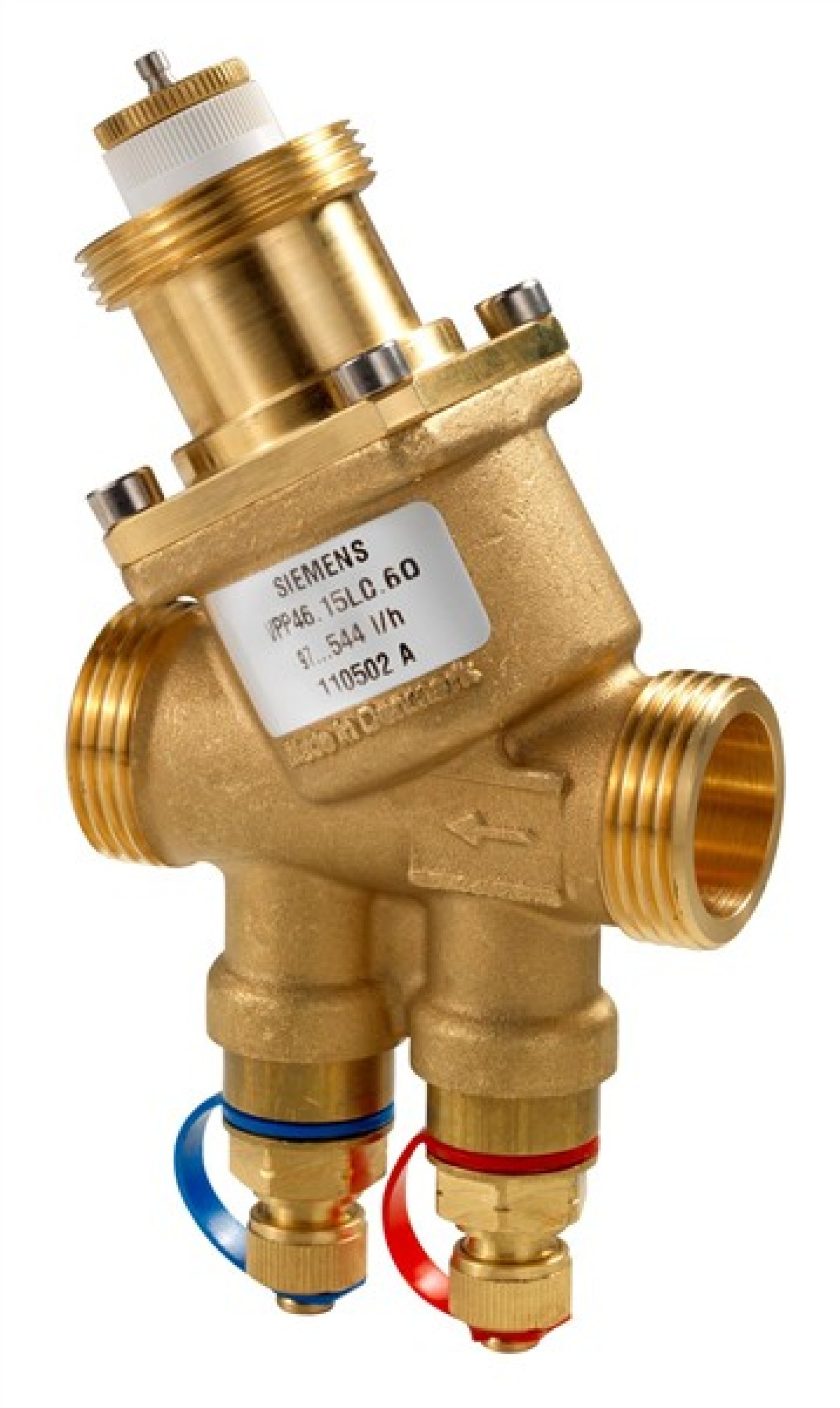 Siemens VPP46.32F4Q 32Mm 2 Port Pressure Independent Externally Threadeded G1 1 2 In Pn25. Pre Adjustable Volumetric Flow 550 To 4001L H With Differential Measuring Plugs.