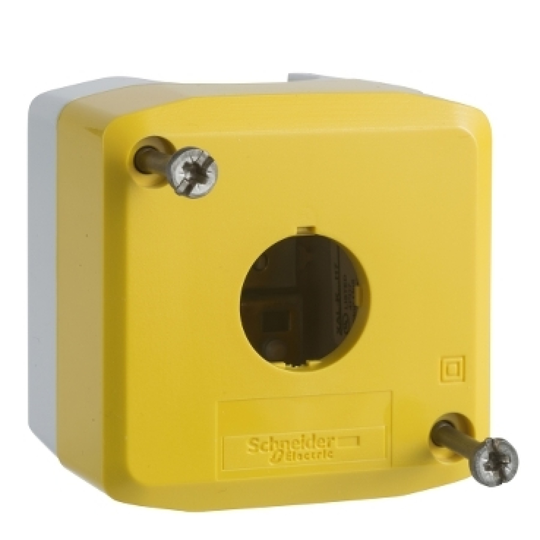 Schneider XALK01 Empty enclosure plastic yellow lid for push button ?22 1 cut-out 1 hole