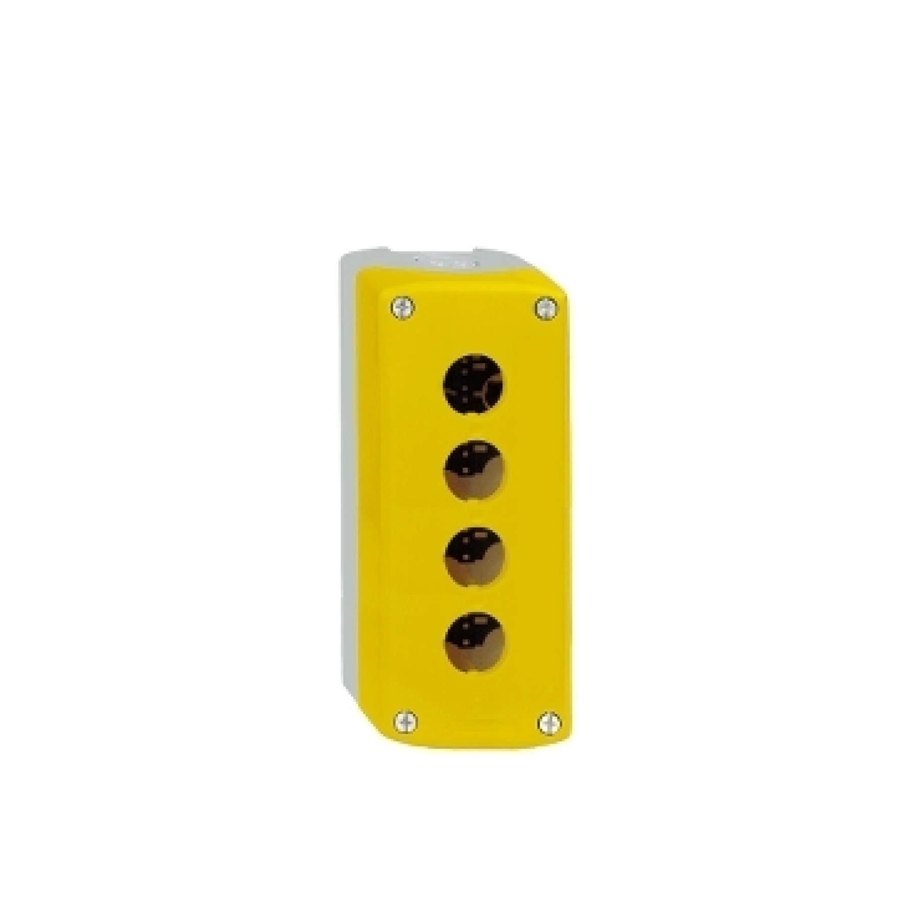 Schneider XALK04 yellow empty enclosure lid with light grey base - 4 cut-outs