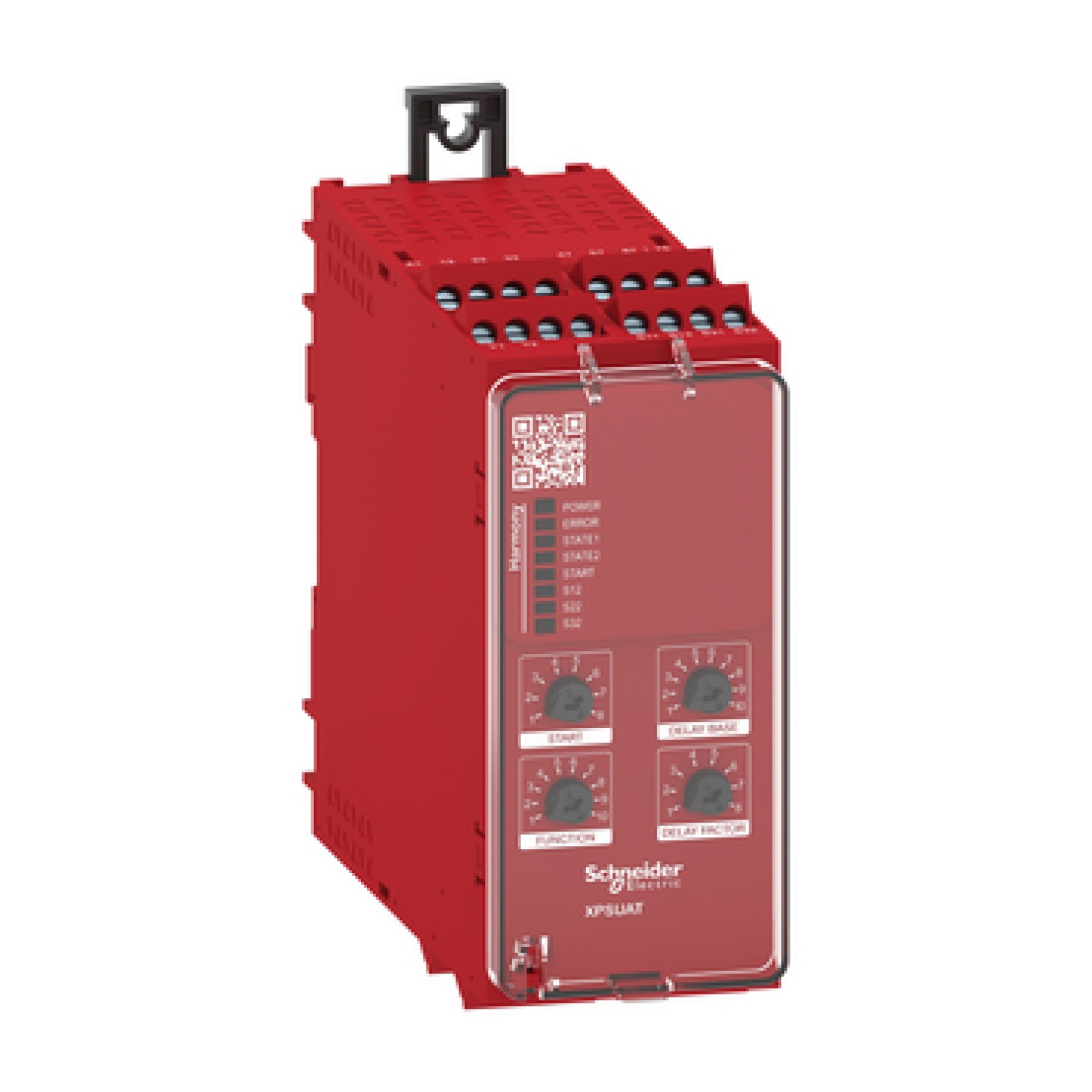 Schneider XPSUAT13A3AP Preventa module Cat.4 features XPSUAK + delayed outputs 24vac/dc screw
