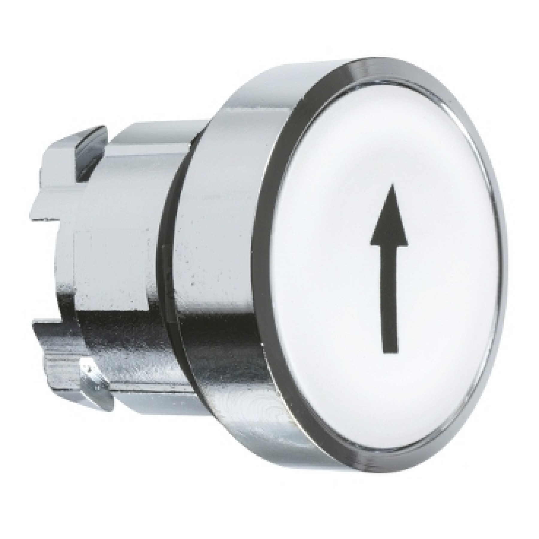 Schneider ZB4BA334 Electric Push button head metal flush white 22mm spring return marked UP ARROW