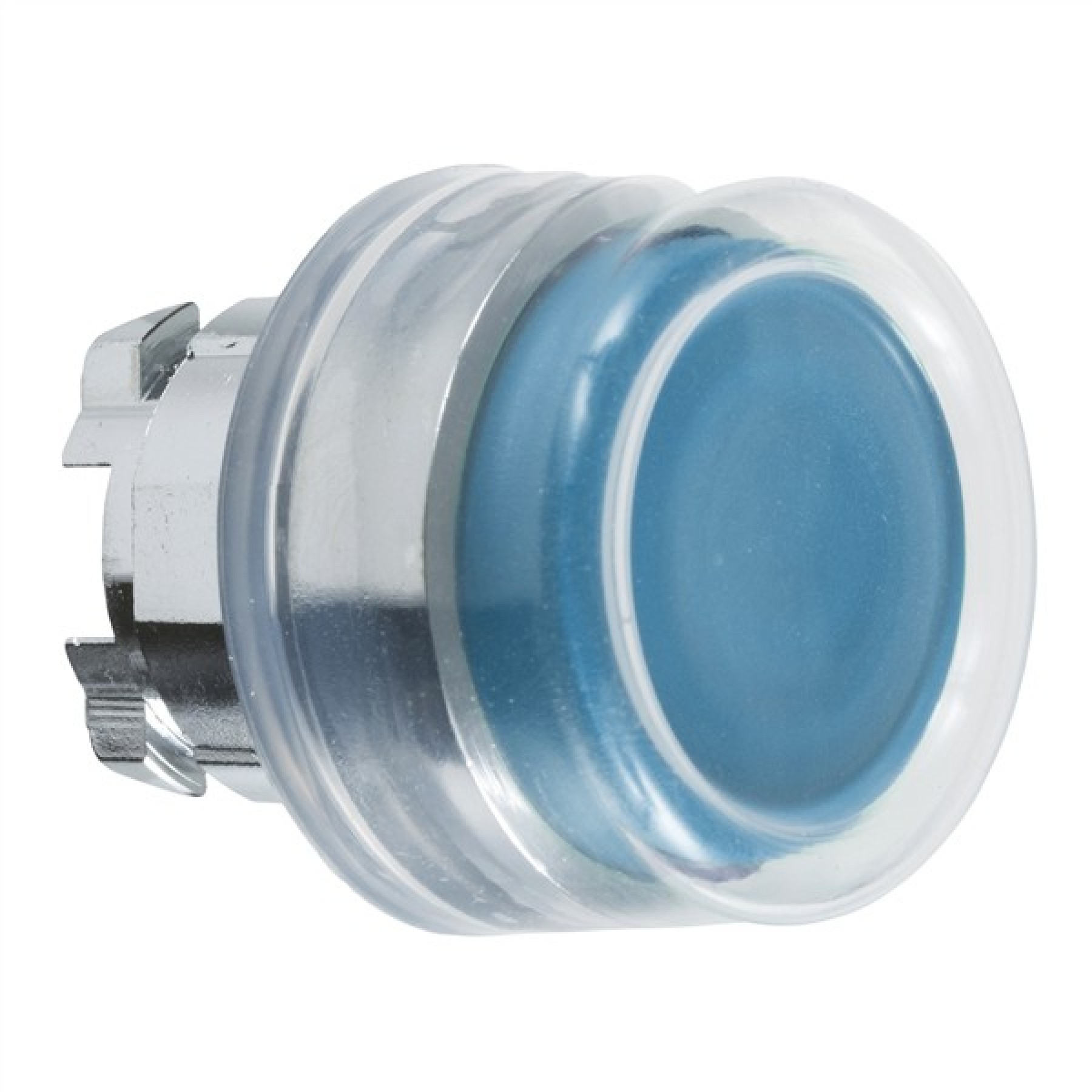 Schneider ZB4BP6 Electric Push button head metal projectingblue 22mm spring return booted unmarked