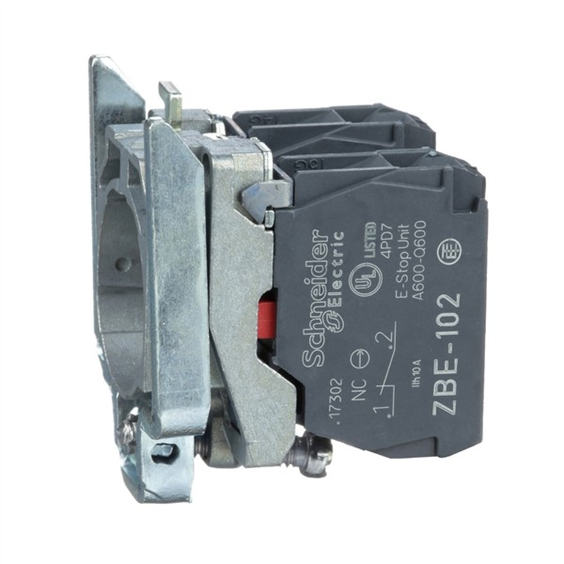 Schneider ZB4BZ104 Electric PushButton body 1NO 1 NC Contact contact block with body-fixing collar metal screw clamp terminal