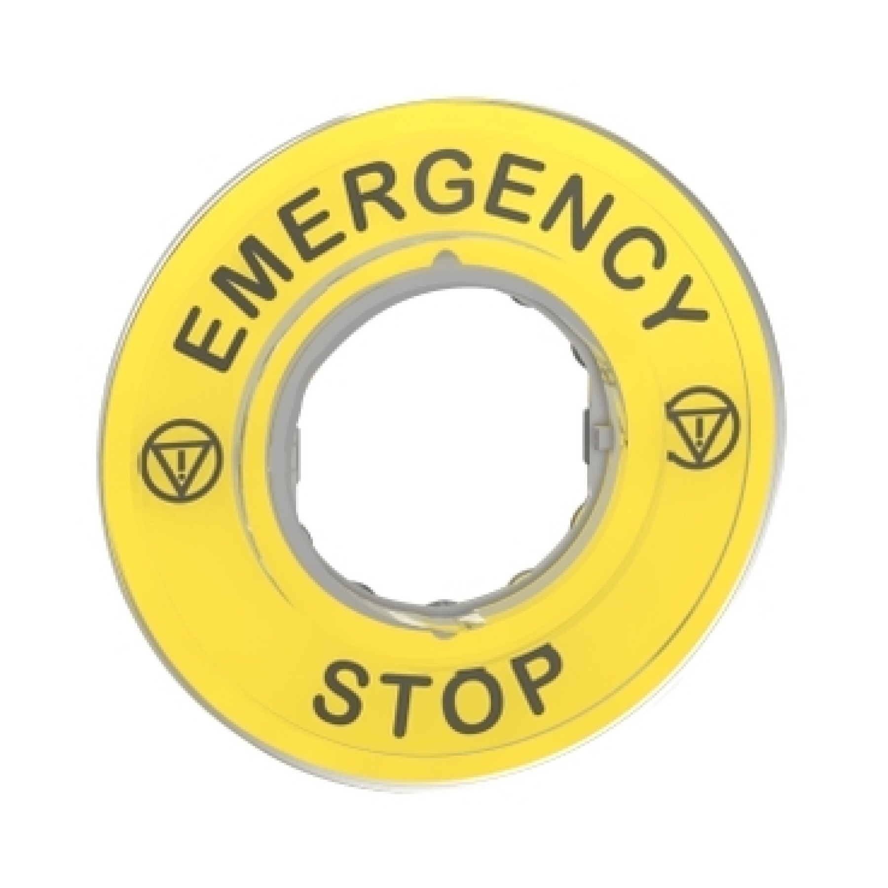 Schneider ZBY9320 Harmony XB4 Legend holder ?60 for emergency stop plastic yellow marked EMERGENCY STOP
