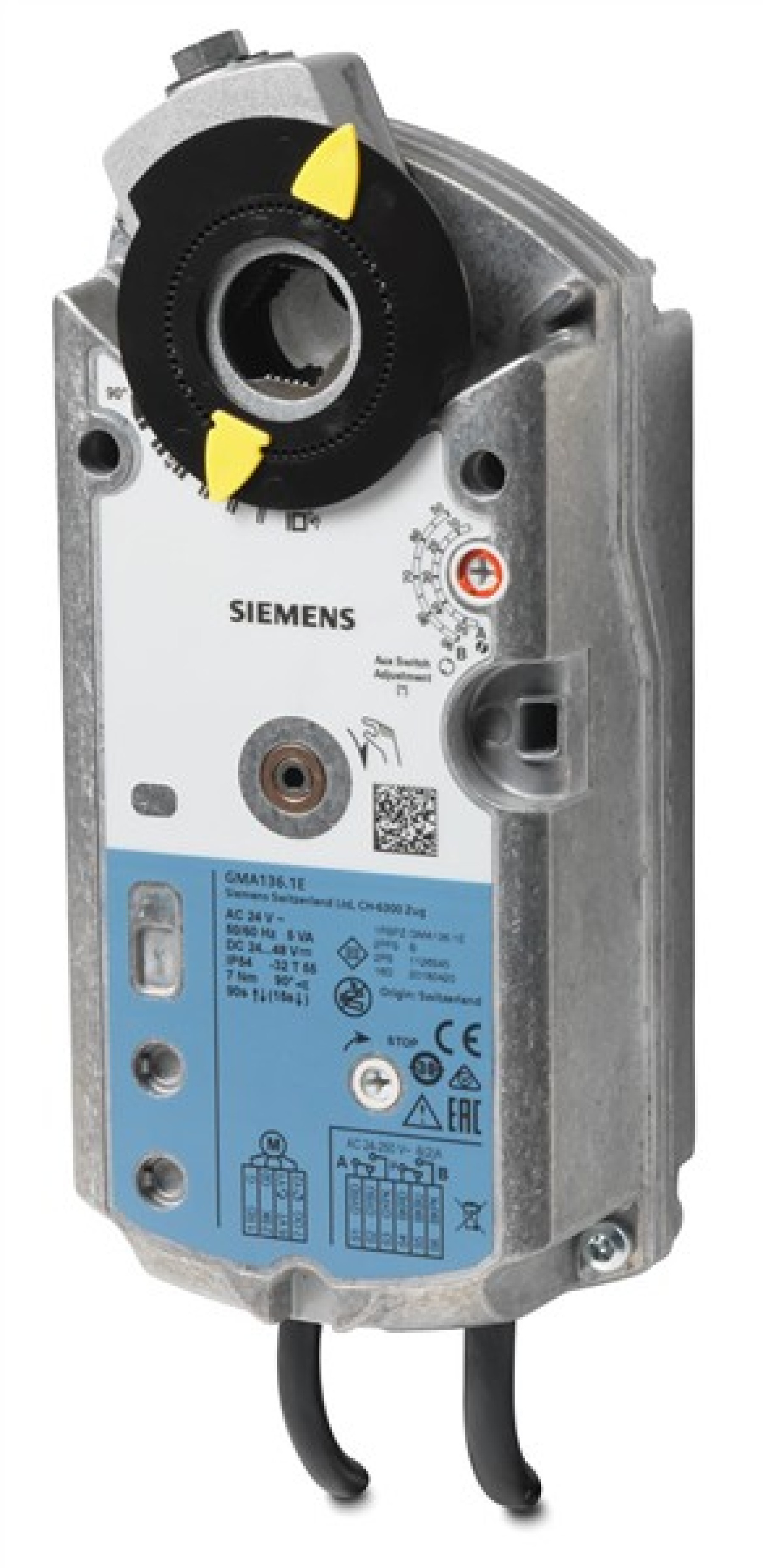 Siemens GMA136.1E 7 Nm Spring Return Rotary Damper Actuator with 2 Auxiliary Switches 3 Position Control 90S 24 VACDC