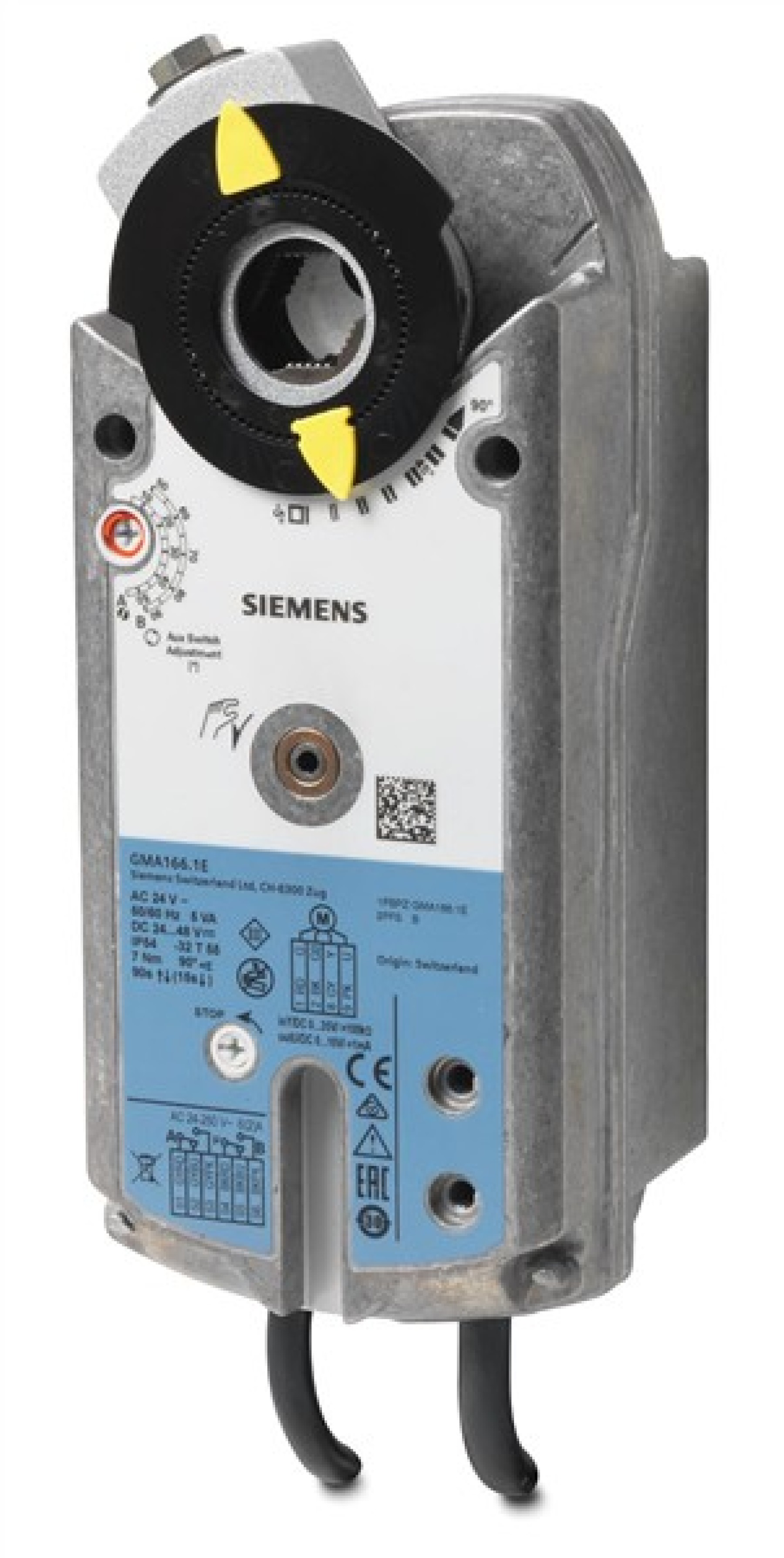 Siemens GMA166.1E 7 Nm Spring Return Rotary Damper Actuator with 2 Auxiliary Switches and 0-10V Feedback 90S 24 VACDC