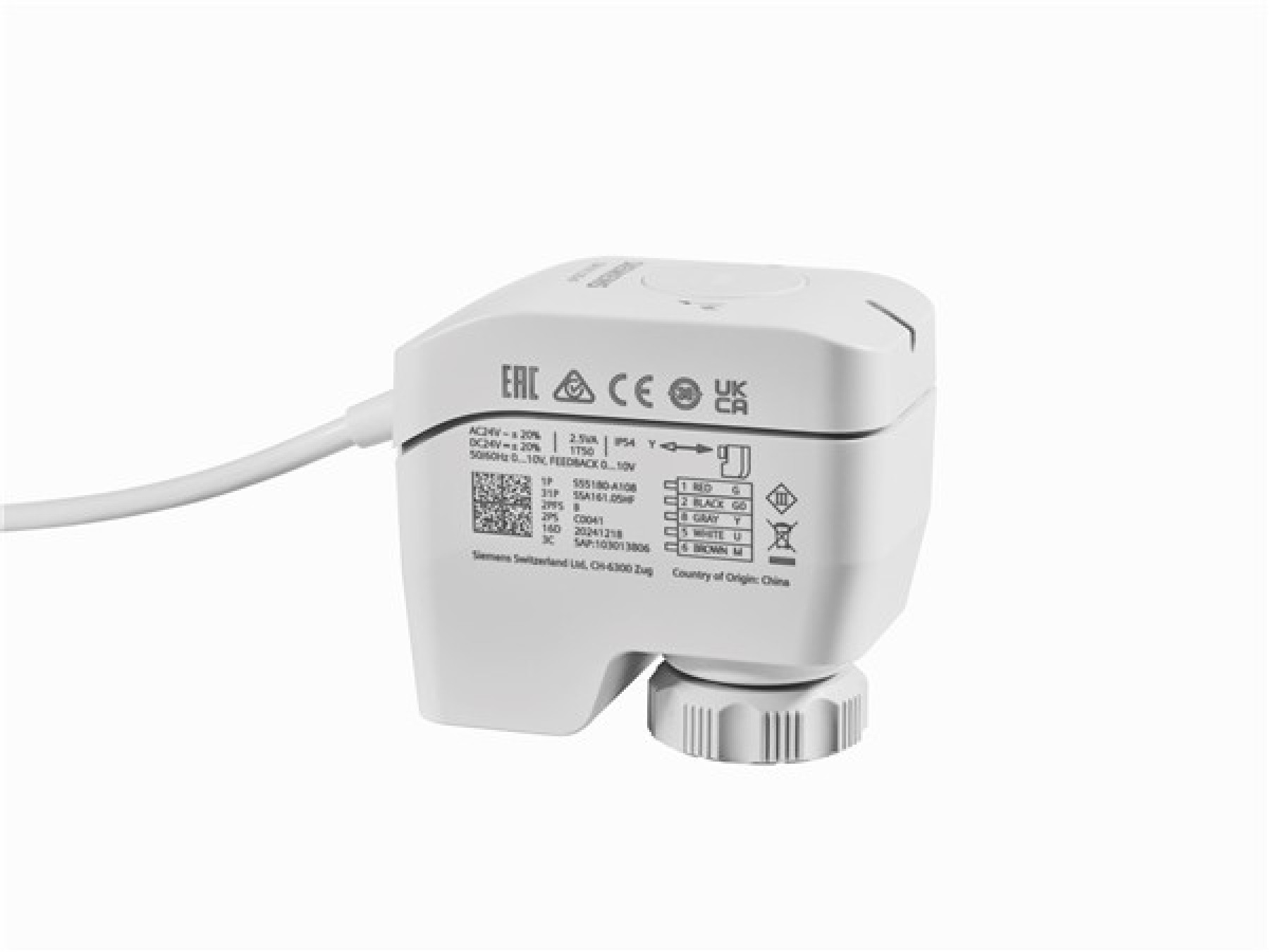 Siemens SSA161E.05HF Ac 24 VACDC 0...10V Equal Percentage Electro Motoric Valve Actuator Non Spring Return 1.2Mm To 6.5Mm Stroke 10 Seconds Mm 100N C W Manual Position And Feedback 0...10V